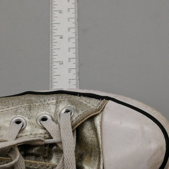 Converse All Star Womens Sneaker Gold Metallic Lace Up Round Cap Toe Flat 7‎ - Picture 6 of 9